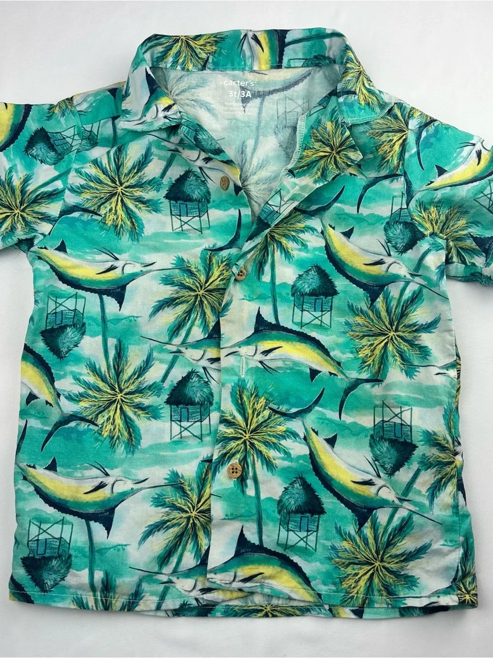Carter’s Tropical Hawaiian Shirt | Boys 3T | Marlin Print